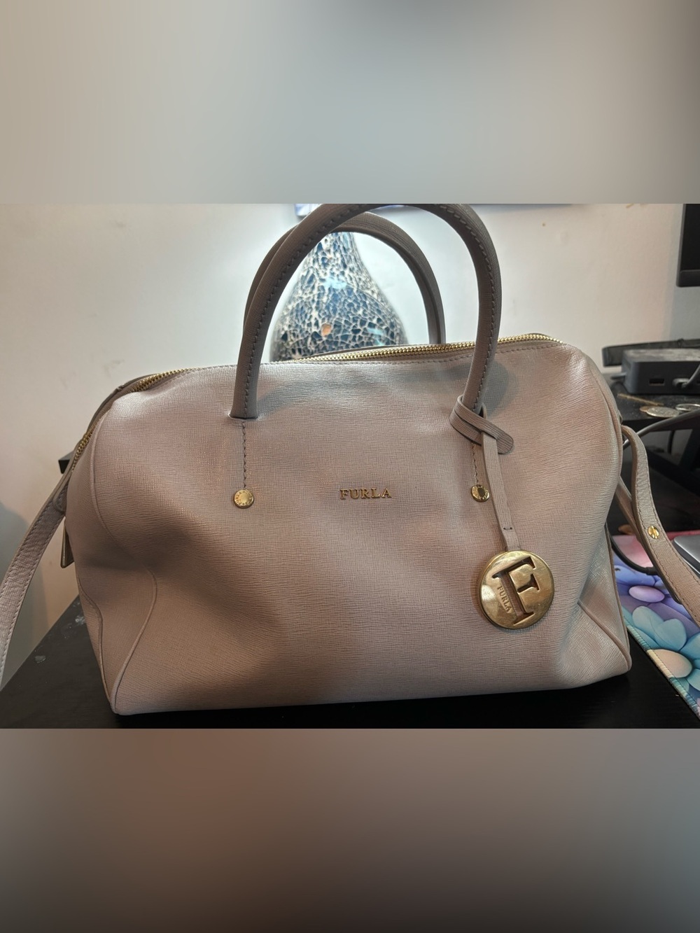 Authentic FURLA Alissa Large Saffiano Leather Satchel Crossbody
